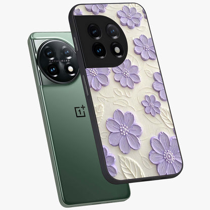 Floral Wall Art With Purple Flowers Glass Case for 1+11 angled mockup showcasing glossy finish and rich violet tones
