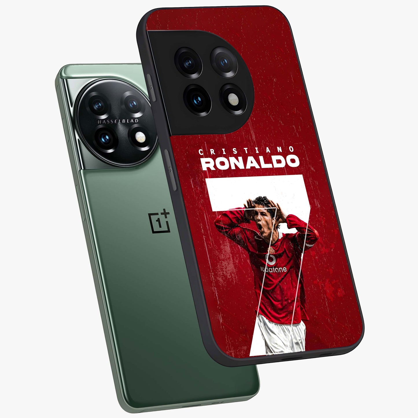 Goal Celebration Legacy Glass Case for 1+11 angled mockup showcasing glossy finish and dynamic action tones