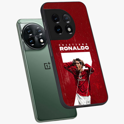 Goal Celebration Legacy Glass Case for 1+11 angled mockup showcasing glossy finish and dynamic action tones