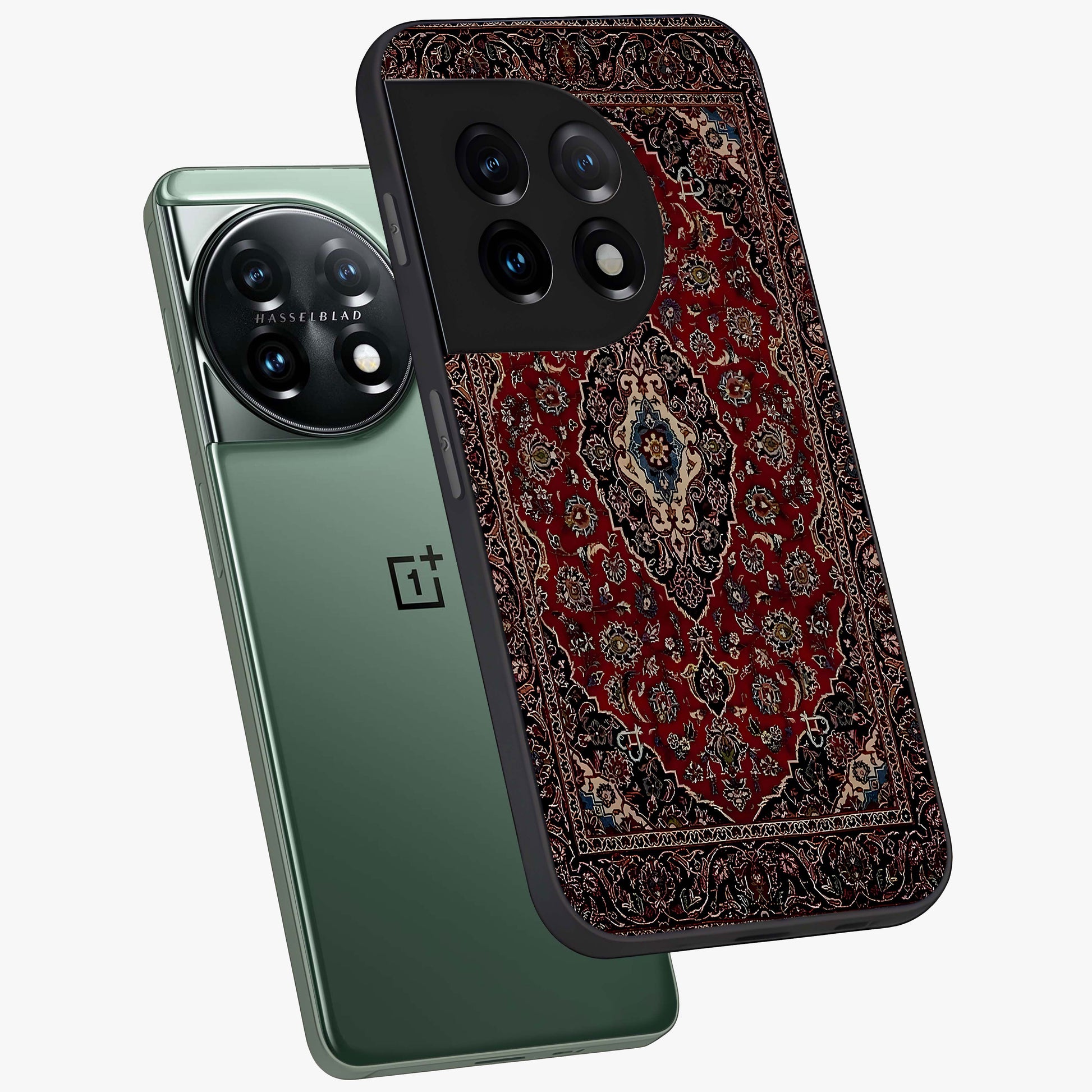 Heritage Carpet Royale Glass Case for 1+11 captured at a warm angle highlighting intricate heritage patterns, gloss, and edge clarity.