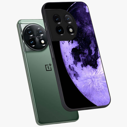 Lunar Glow in Violet Glass Case for 1+11 angled mockup showcasing glossy finish and soft purple gradients
