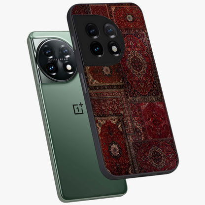 Persian Velvet Tale Glass Case for 1+11 angled mockup showcasing glossy finish and rich deep tones