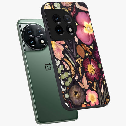 Petal Dream Tapestry Glass Case for 1+11 angled mockup showcasing glossy finish and rich bloom detailing