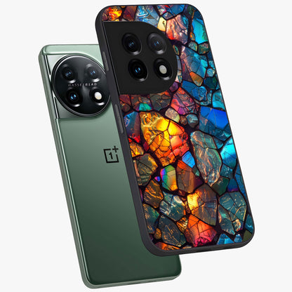 Shattered Light Glass Case for 1+11 angled mockup showcasing glossy finish and high contrast detailing