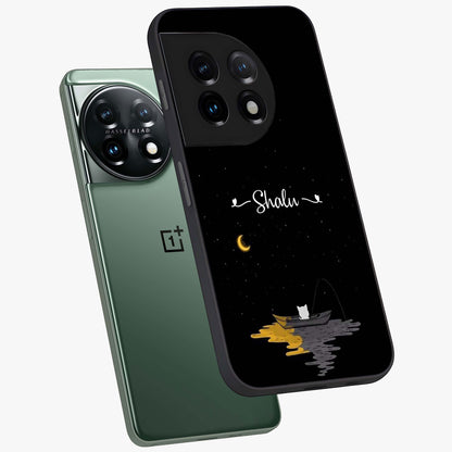 Silent Night Row Glass Case for 1+11 angled mockup showcasing glossy finish and deep shadow tones