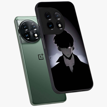 Silent Shadow Awakening Glass Case for 1+11 angled mockup showcasing glossy finish and dramatic shadow detailing