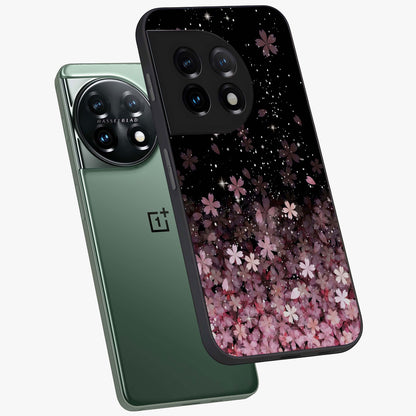 Small Starry Flowers Glass Case for 1+11 angled mockup showcasing glossy finish and soft pastel tones