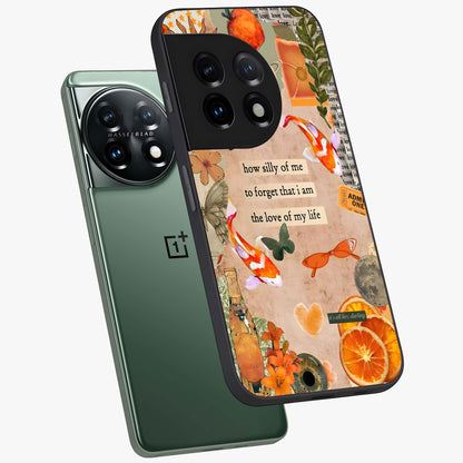 Soft Chaos Aesthetic Glass Case for 1+11 angled mockup showcasing glossy glass finish and blended gradient detailing