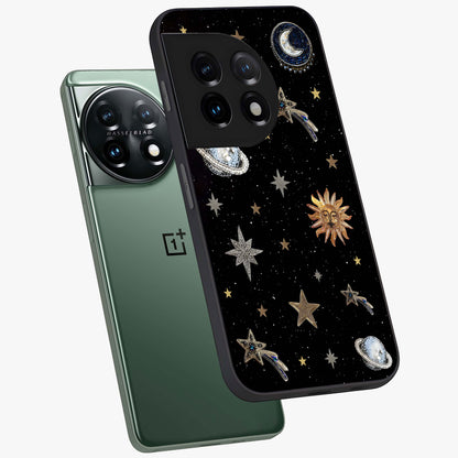 Stars and Planets Brooches Glass Case for 1+11 angled mockup showcasing glossy finish and luminous space tones