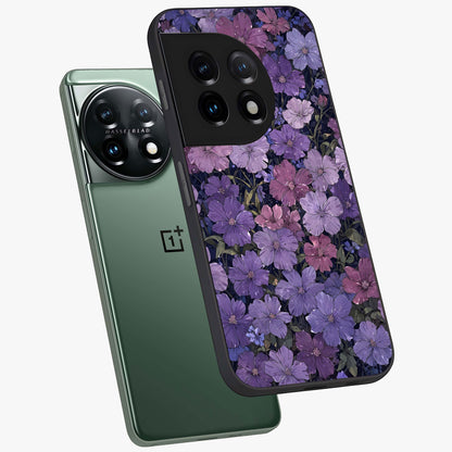Velvet Bloom Tapestry Glass Case for 1+11 angled mockup showcasing glossy finish and deep velvet tones