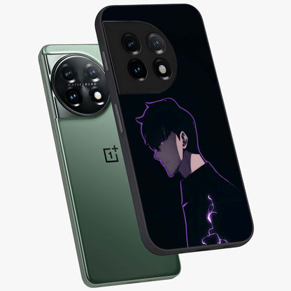 Void Lightning Phantom Glass Case for 1+11 angled mockup showcasing glossy finish and high contrast detailing