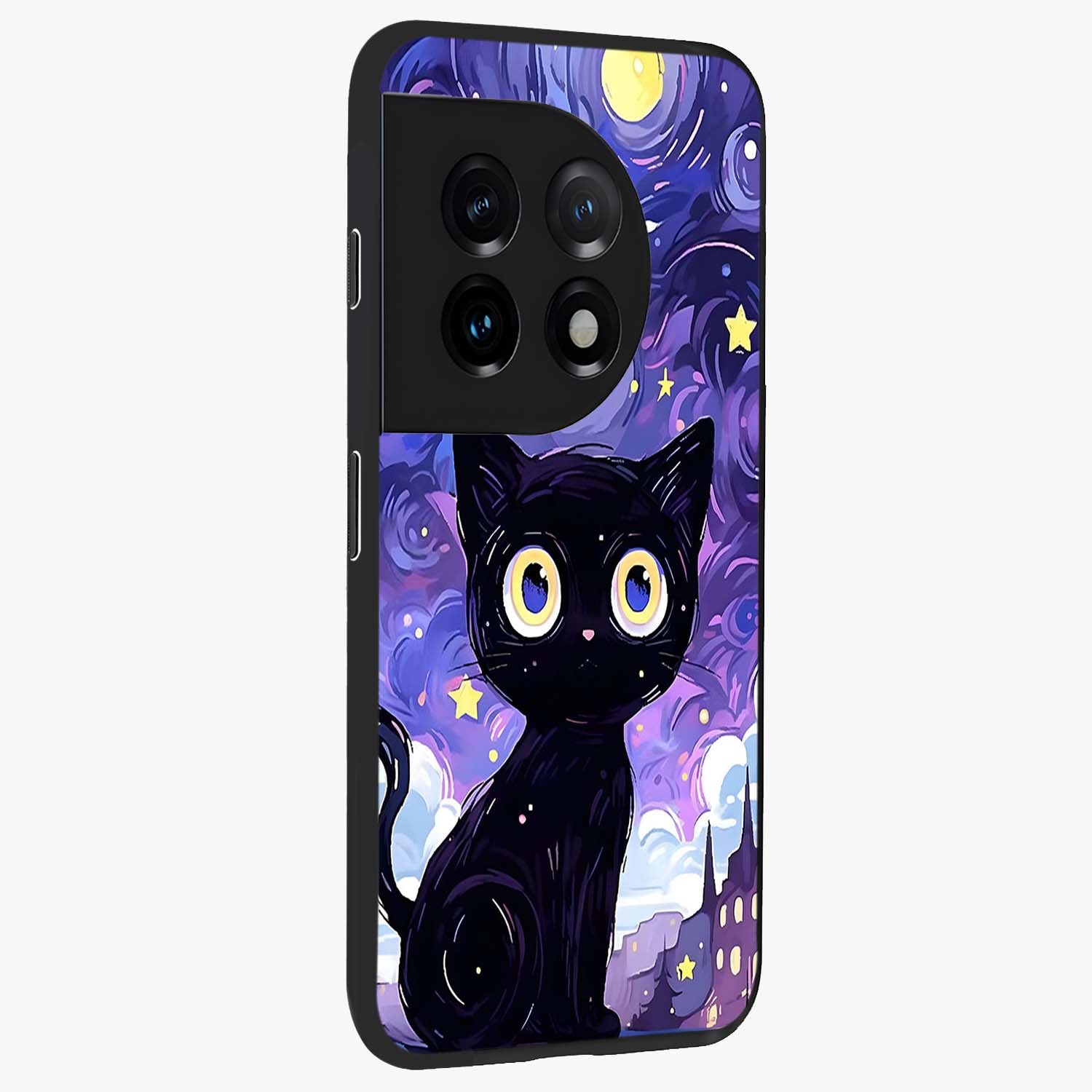 Abstract Cat Art Glass Case for 1+11 stylish side perspective highlighting bold abstract artwork details