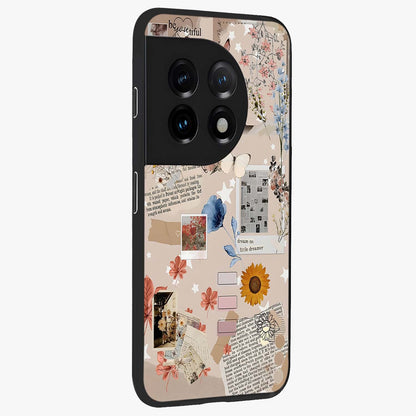 Aesthetic Butterfly Glass Case for 1+11 side perspective highlighting premium edges and butterfly illustration