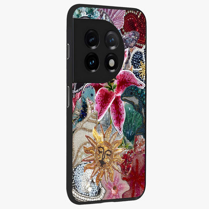 Beaded Garden Fantasy Glass Case for 1+11 side perspective highlighting intricate bead patterns and vibrant colors