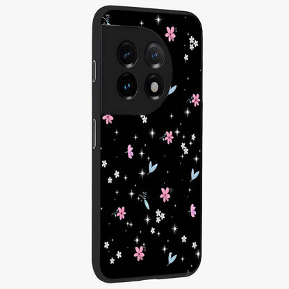 Black Aesthetic Wallpapers Glass Case for 1+11 side perspective highlighting sleek edges and premium dark design