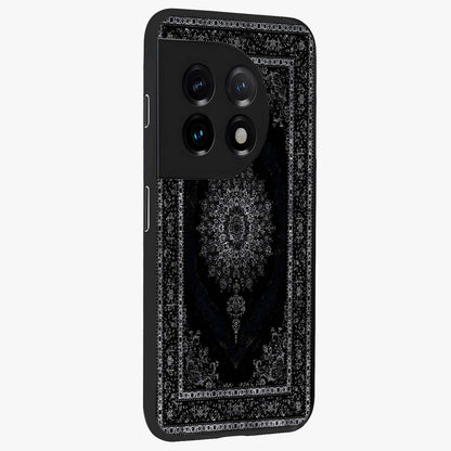 Black Persian Carpet Glass Case for 1+11 side perspective highlighting classic pattern textures and premium build