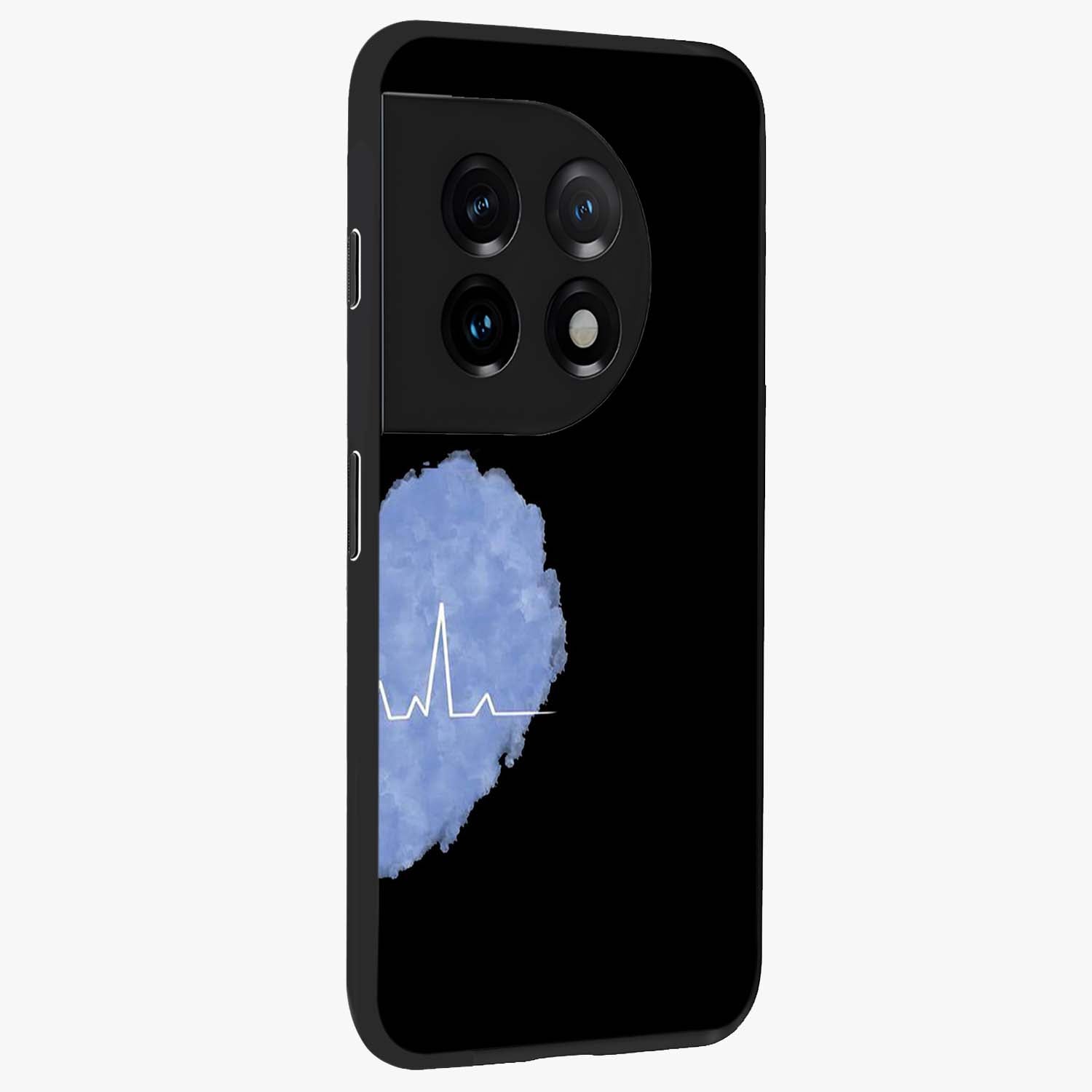 Blue Pulse Bond Glass Case for 1+11 side perspective highlighting sleek edges and modern blue detailing