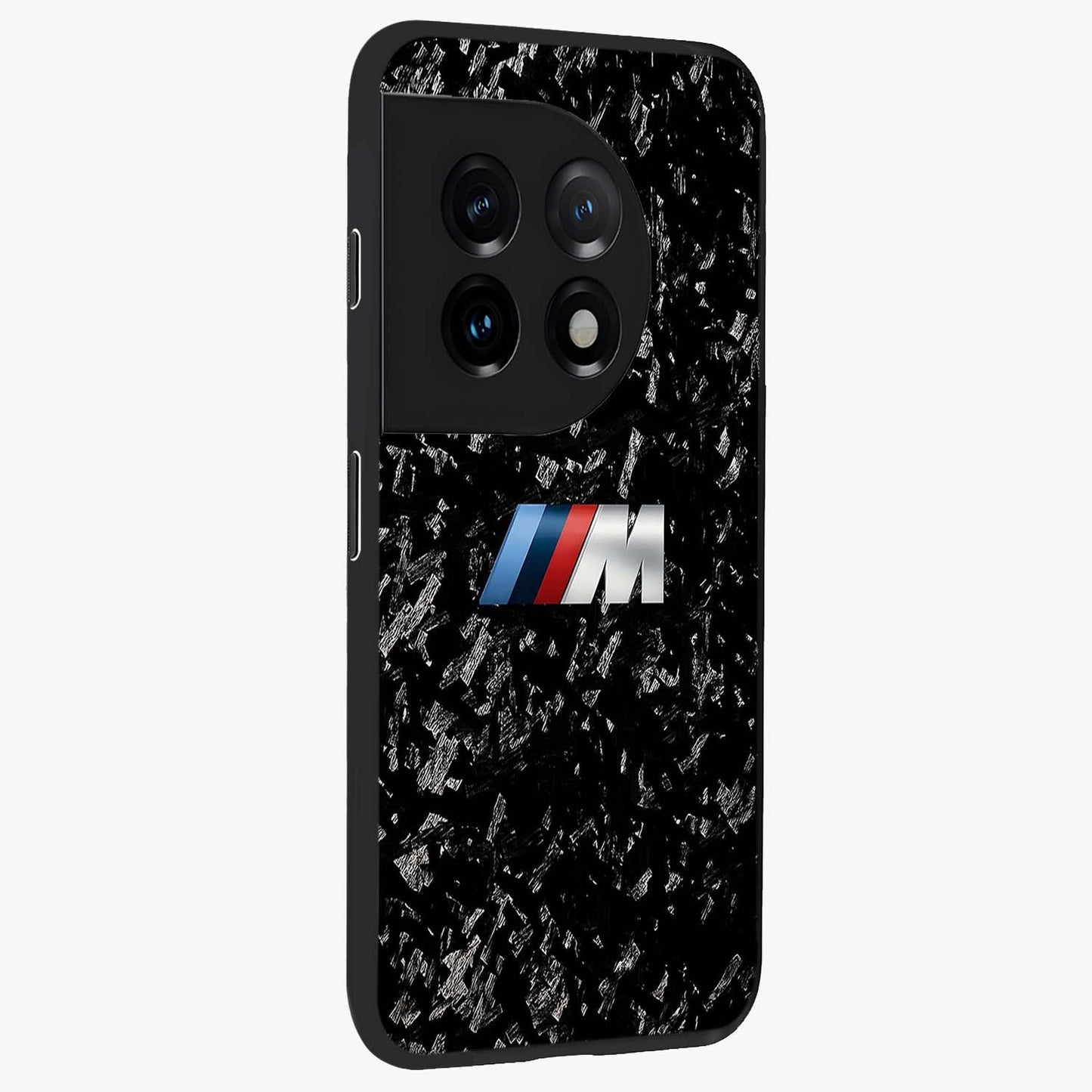 Carbon Speed Mark Glass Case for 1+11 side perspective highlighting sleek sporty detailing and premium build