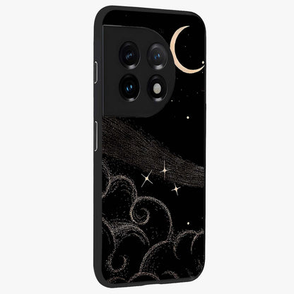 Celestial Midnight Veil Glass Case for 1+11 side perspective highlighting rich night tones and sleek premium edges