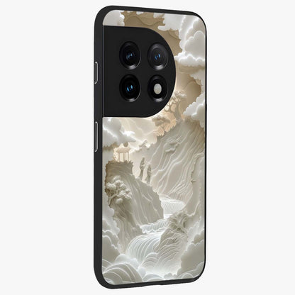 Celestial Origami Glass Case for 1+11 side perspective highlighting sharp detailing and smooth premium build