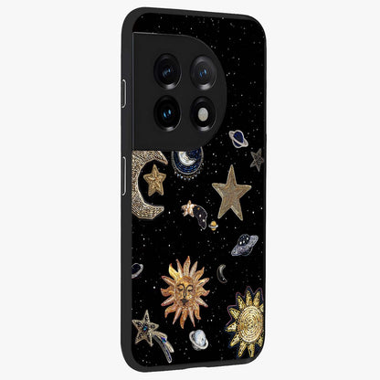 Celestial Star Charm Glass Case for 1+11 side perspective highlighting glowing star detailing and premium build
