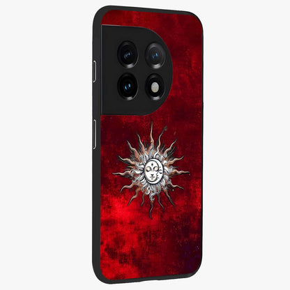 Cosmic Twin Eclipse Glass Case for 1+11 side perspective highlighting eclipse detailing and premium smooth build