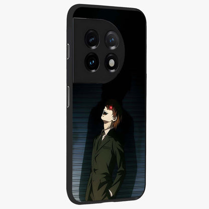 Crimson Shadow King Glass Case for 1+11 side perspective highlighting dramatic contrast and premium finish
