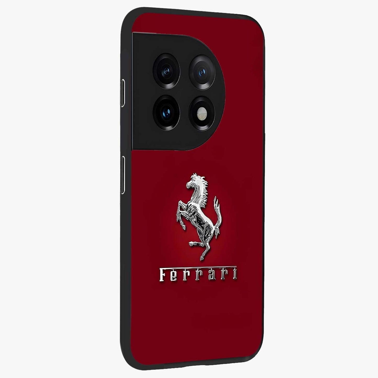 Crimson Stallion Prestige Glass Case for 1+11 side perspective highlighting refined textures and sleek premium build