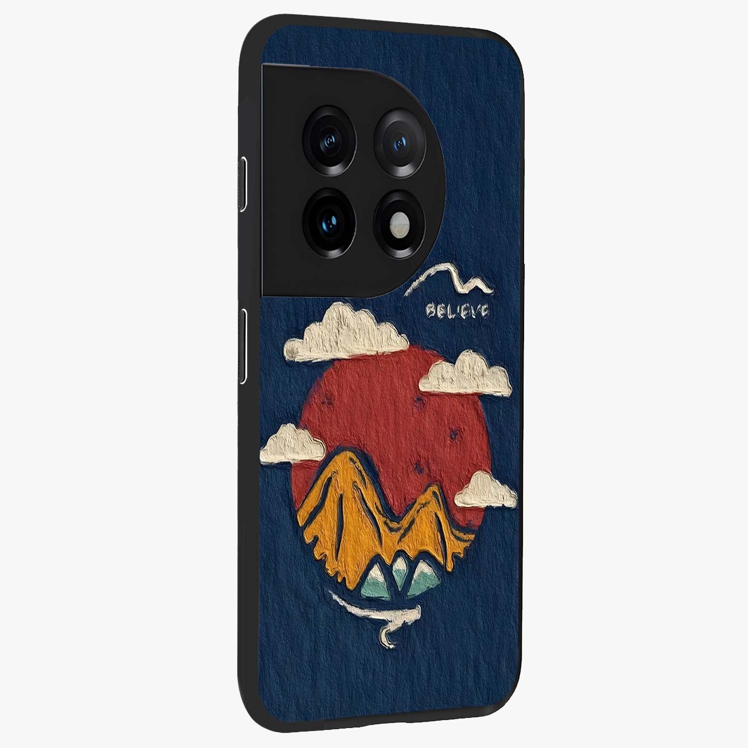 Dream Beyond Mountains Glass Case for 1+11 side perspective highlighting serene mountain detailing and premium edge finish