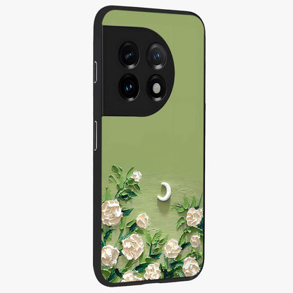 Emerald Bloom Calm Glass Case for 1+11 side perspective highlighting delicate bloom detailing and smooth edges