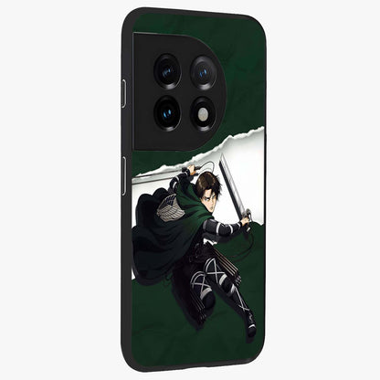 Emerald War Vanguard Glass Case for 1+11 side perspective highlighting dramatic textures and premium edges