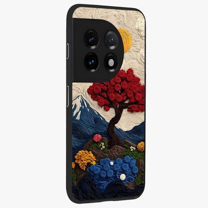 Eternal Nature Tapestry Glass Case for 1+11 side perspective highlighting woven texture design and premium edge finish