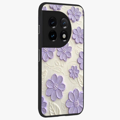 Floral Wall Art With Purple Flowers Glass Case for 1+11 side perspective highlighting delicate bloom details and premium build