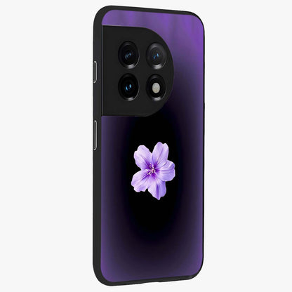 Flower on Soft Violet Gradient Glass Case for 1+11 side perspective highlighting delicate bloom detailing and smooth edges