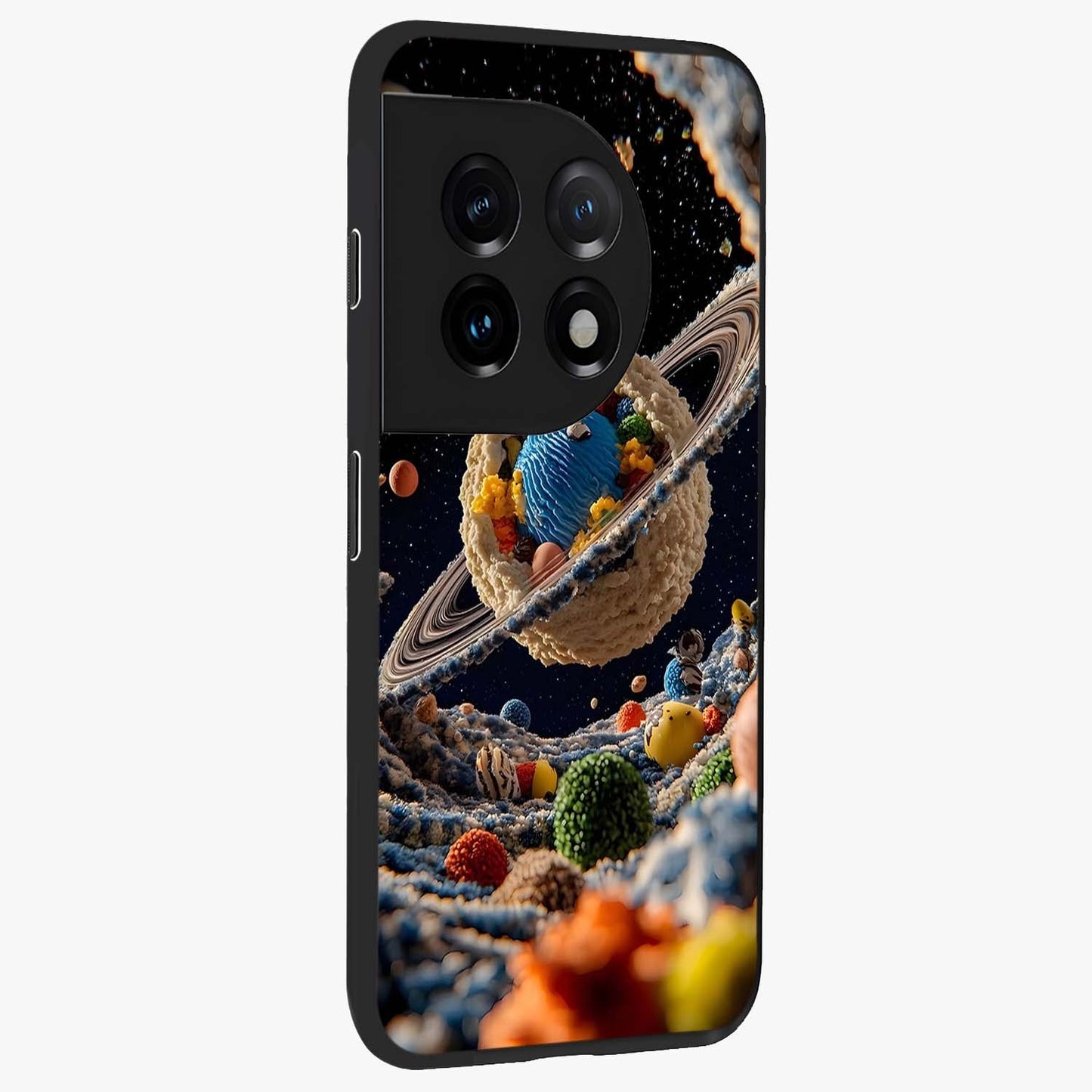 Galactic Dessert Dream Printed Glass Case for 1+11 side perspective highlighting sweet fantasy detailing and smooth build