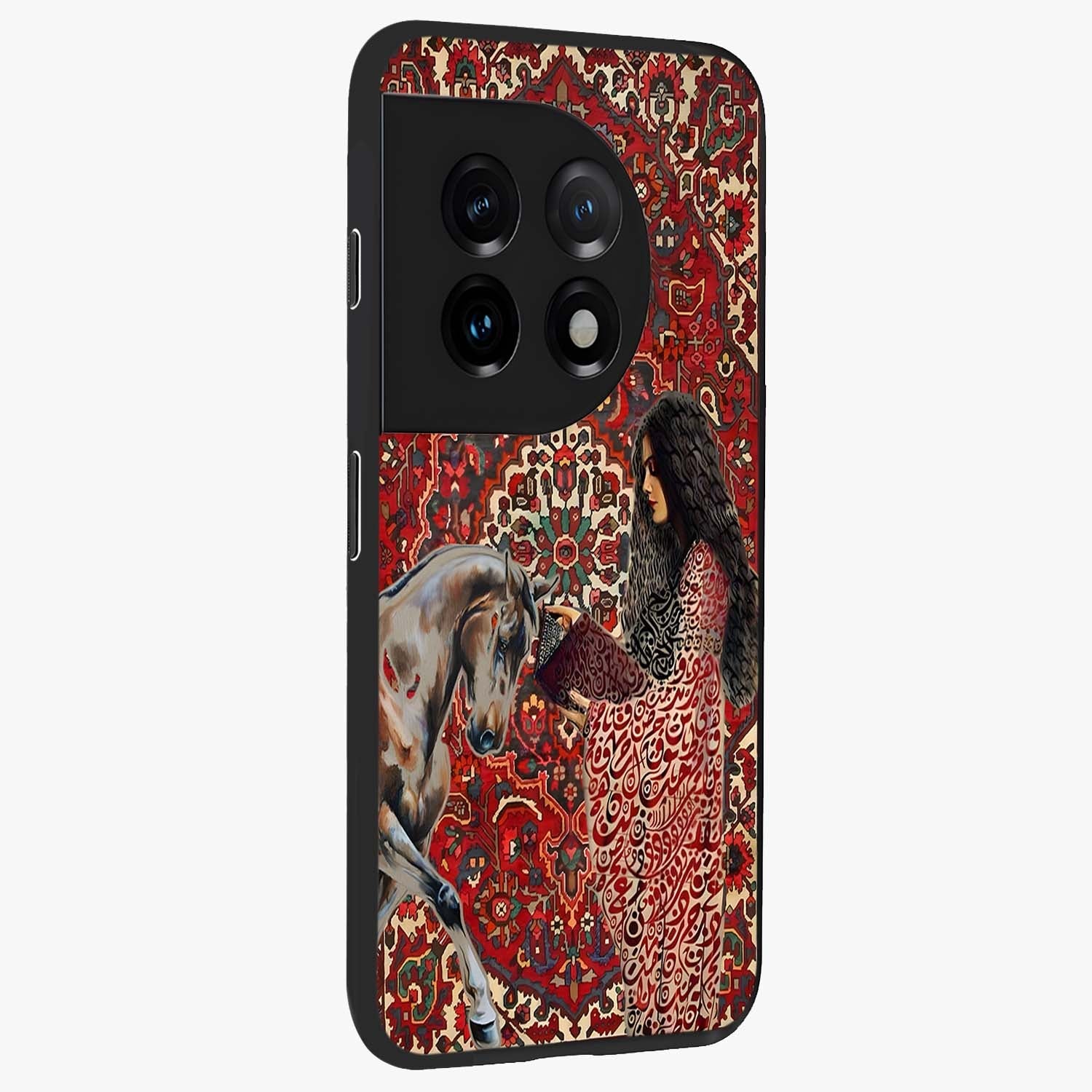 Girl With Horse Glass Case for 1+11 side perspective highlighting graceful equestrian detailing and smooth build