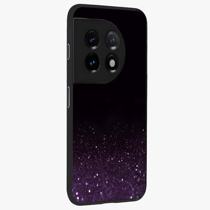 Glittery Purple Bokeh Glass Case for 1+11 side perspective highlighting glowing textures and sleek premium edges