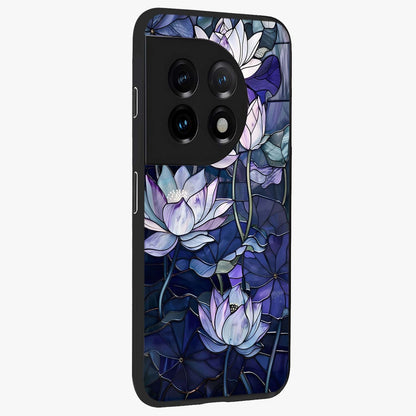 Gloss Petal Rush Glass Case for 1+11 side perspective highlighting smooth edges and rich petal textures