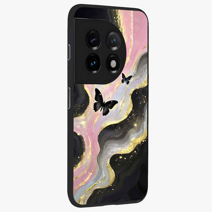 Golden Moon Horizon Glass Case for 1+11 side perspective highlighting smooth celestial detailing and sleek build