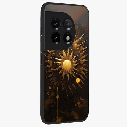 Golden Sun Minimalism Glass Case for 1+11 side perspective highlighting refined minimal detailing and smooth build