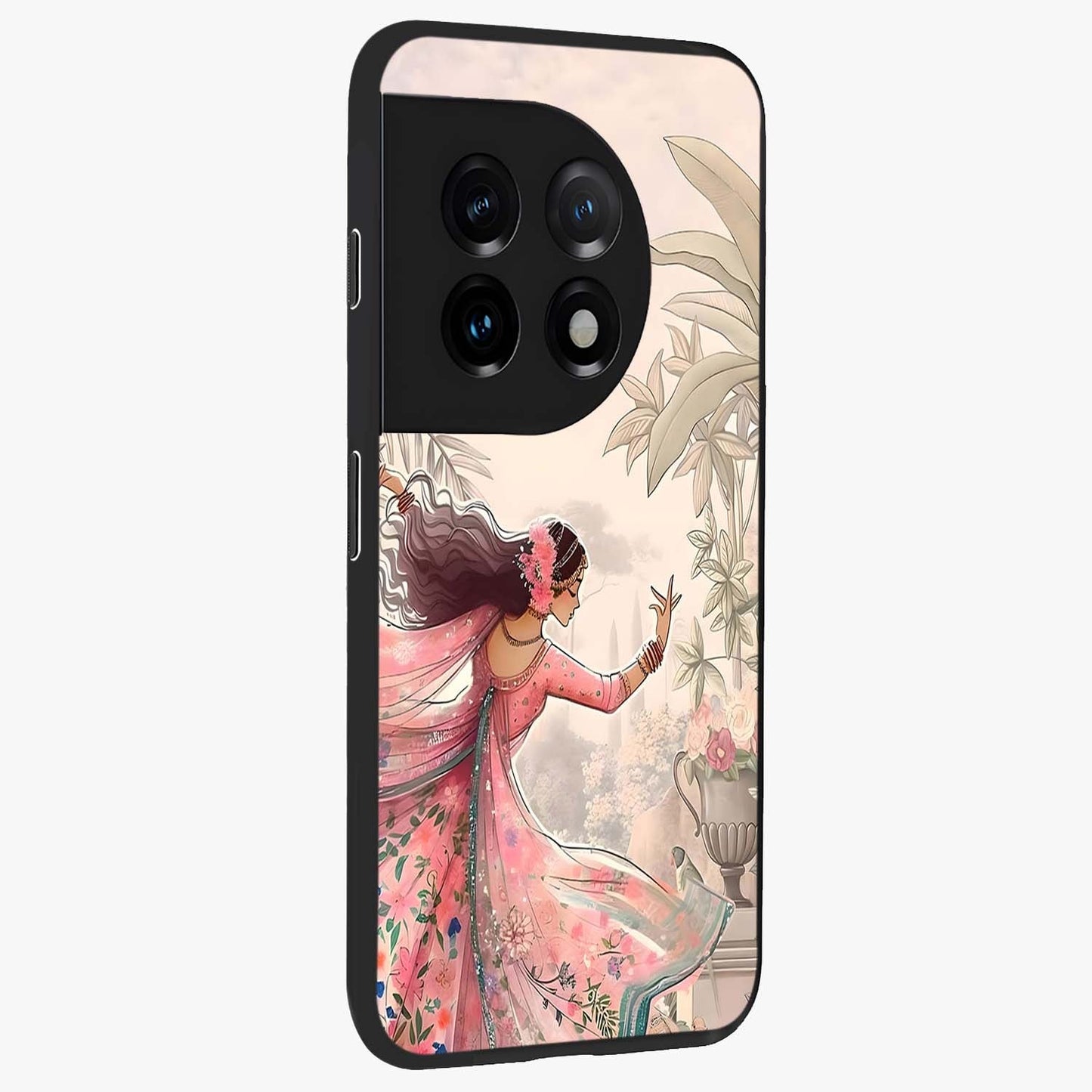 Graceful Garden Rhythm Glass Case for 1+11 side perspective highlighting refined floral textures and premium edges