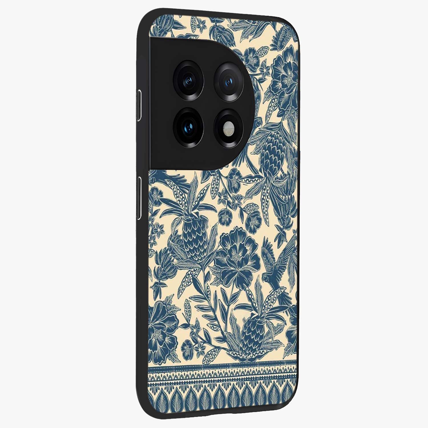 Heirloom Wild Bloom Glass Case for 1+11 side perspective highlighting intricate bloom detailing and premium build