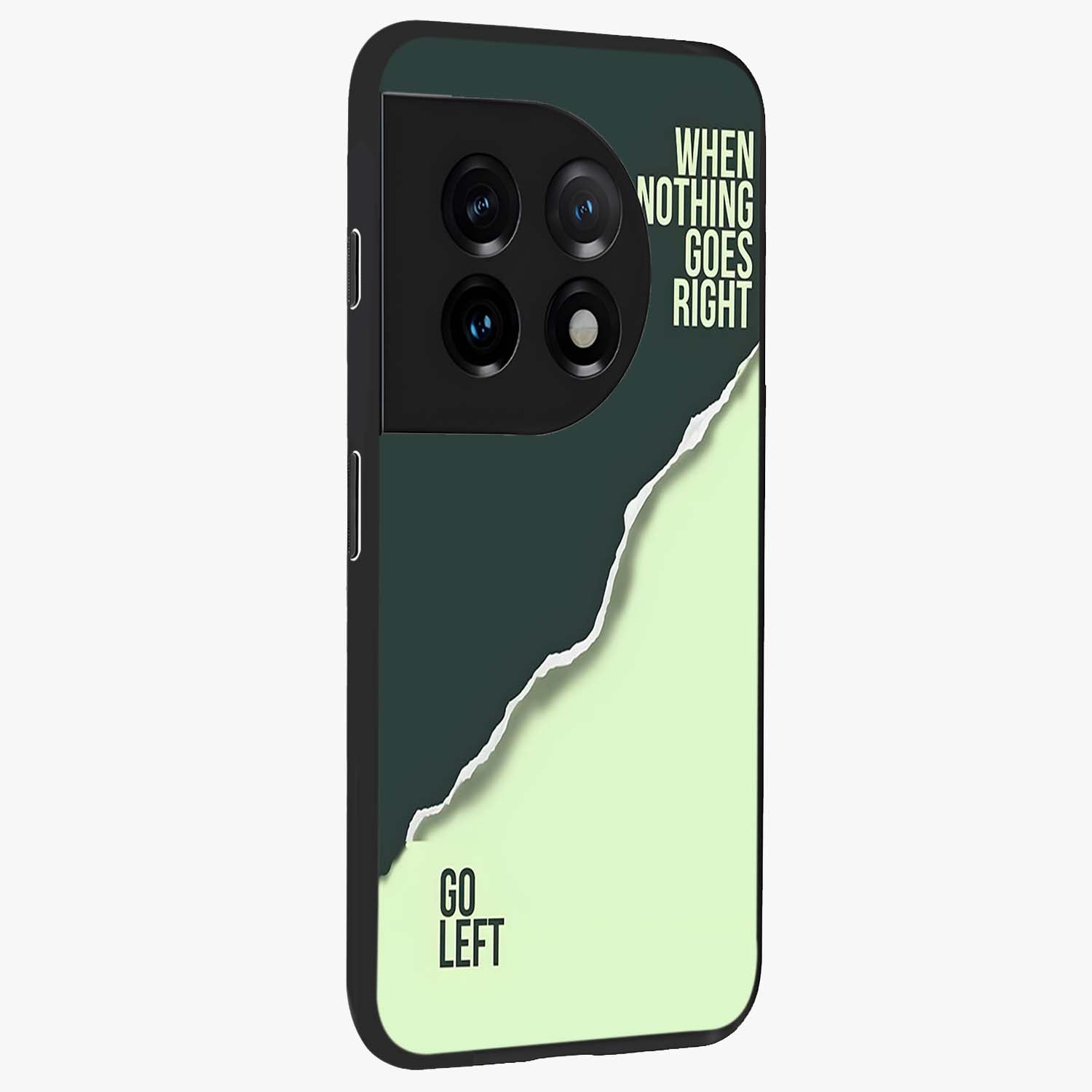 Let Go Quote Glass Case for 1+11 side perspective highlighting bold text detailing and smooth premium edges