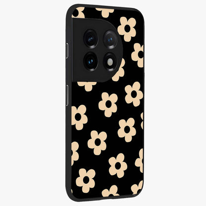 Little Daisy Flower Retro Pattern Glass Case for 1+11 side perspective highlighting playful floral textures and smooth premium edges
