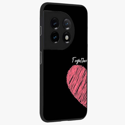 Love Forever Together Left Glass Case for 1+11 side perspective highlighting charming detailing and smooth build