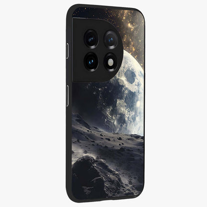 Lunar Horizon Glow Glass Case for 1+11 side perspective highlighting smooth gradient textures and premium edges