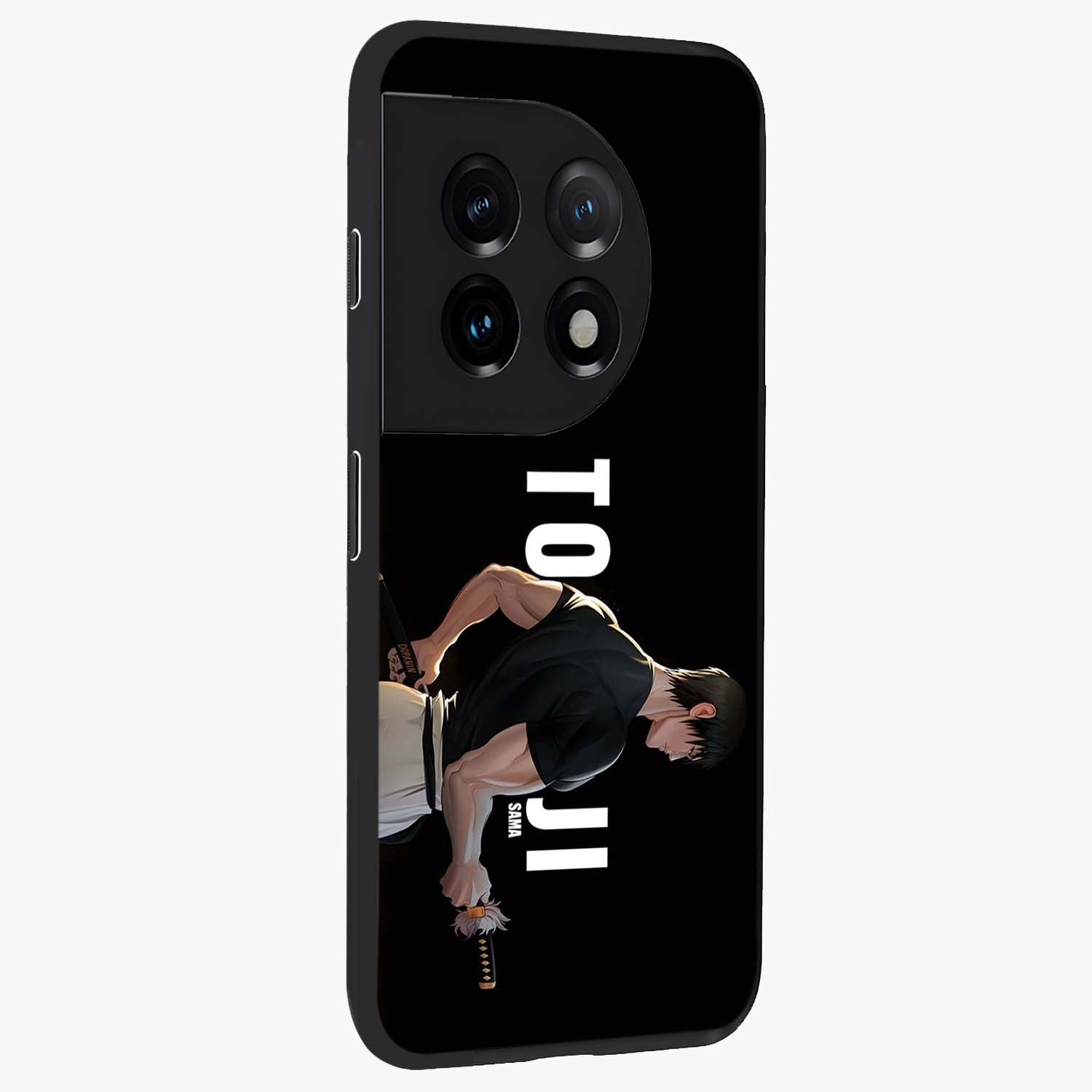 Midnight Blade Resolve Glass Case for 1+11 side perspective highlighting bold textures and sleek premium build