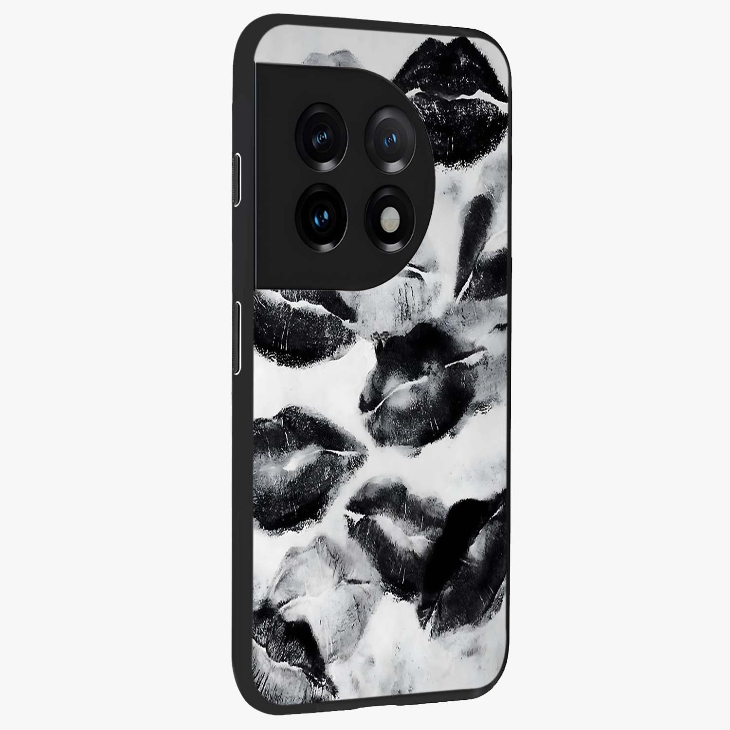 Midnight Kiss Marks Glass Case for 1+11 side perspective highlighting playful detailing and premium edge finish