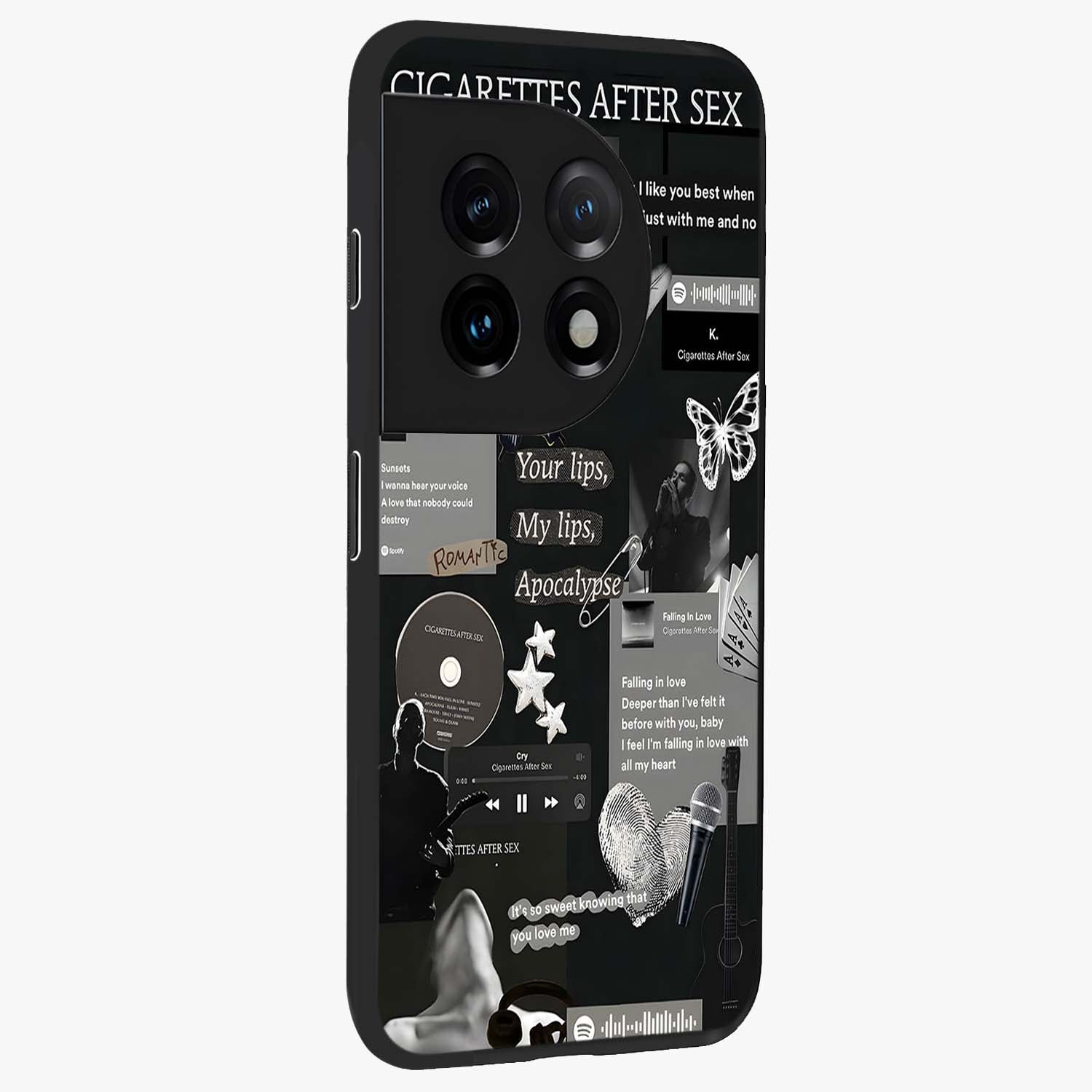 Midnight Love Glow Glass Case for 1+11 side perspective highlighting soft light textures and sleek build