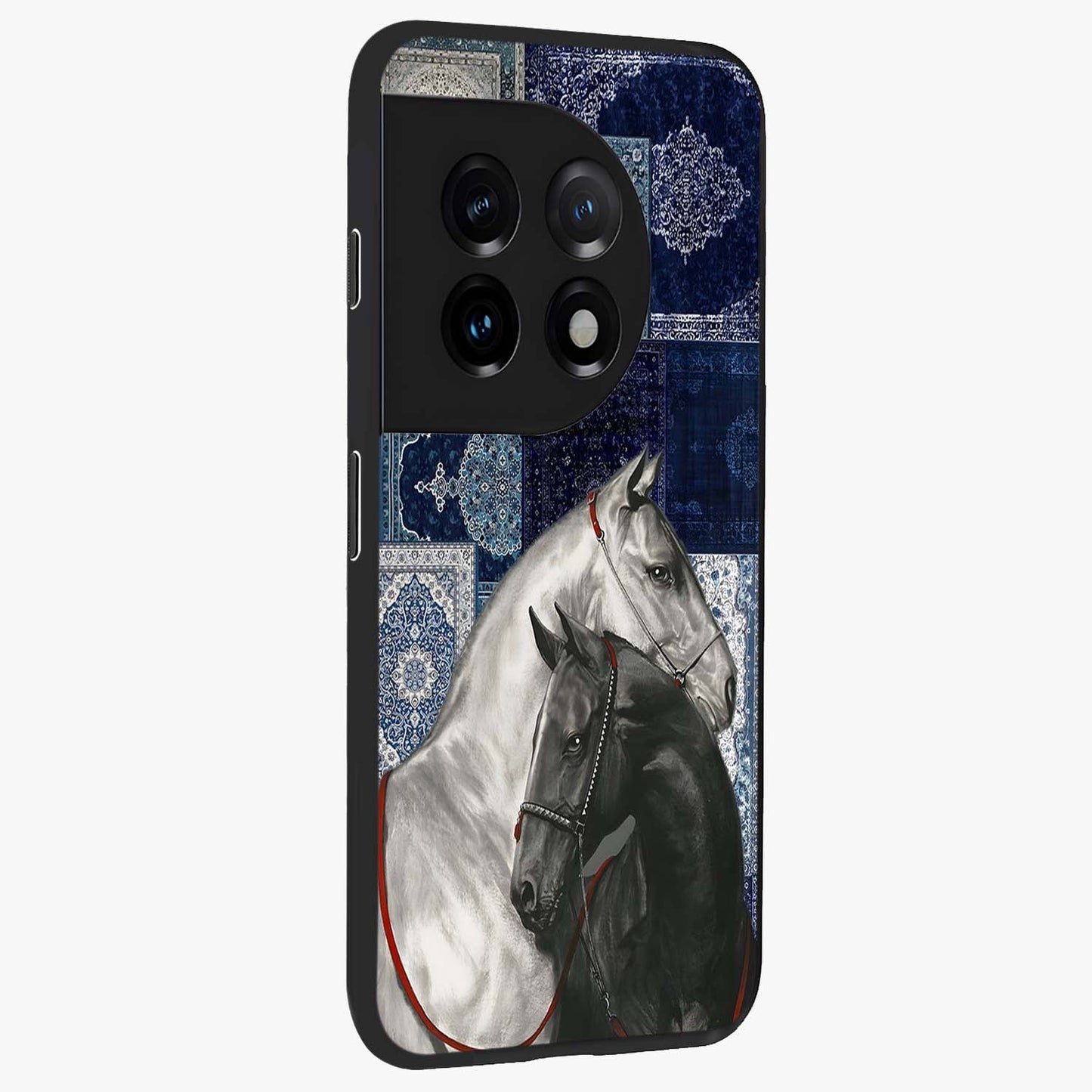 Midnight Stallion Blues Glass Case for 1+11 side perspective highlighting refined textures and smooth premium build